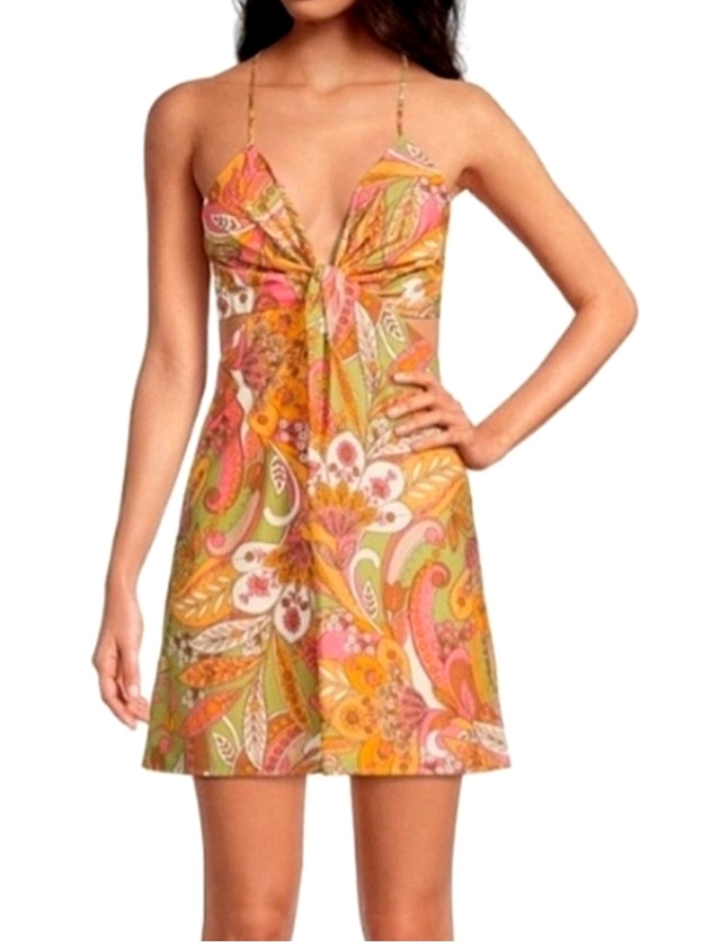 Gianni Bini Ruby Paisley V-Neck Mini Dress Size 6